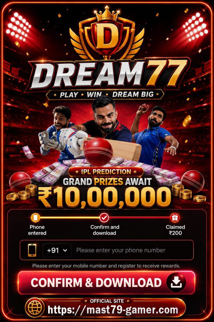 Dream 77 Game Android game guide banner showing the mobile brand for users in India
