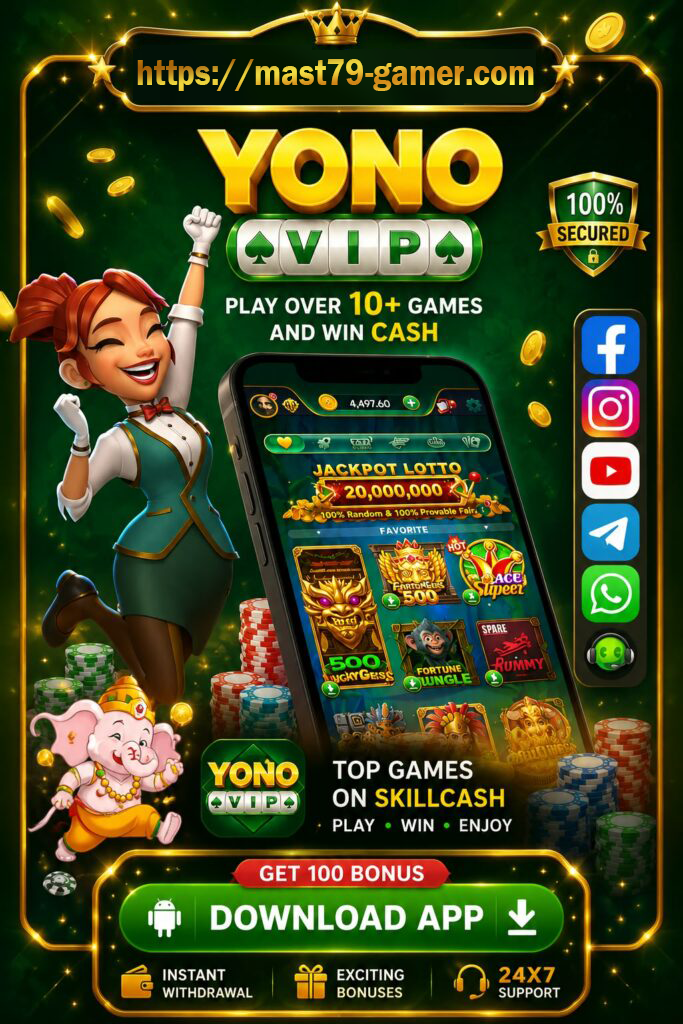 Yono VIP Android game guide banner showing the mobile brand for users in India