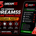DREAM55 Game app artwork shown with guidance about download and Android troubleshooting