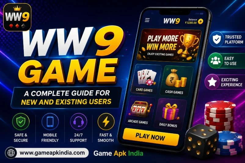 WW9 Game app artwork shown with guidance about the main setup and usage questions a new Android user is likely to have